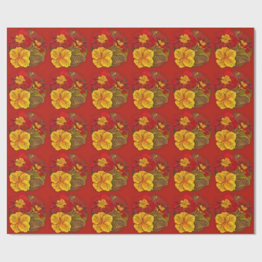 Primrose rood en geel fine art schilderij wrap cadeaupapier (Vlak)