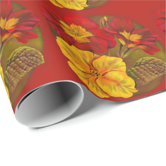 Primrose rood en geel fine art schilderij wrap cadeaupapier (Rol Hoek)