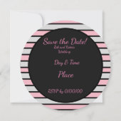 Primrose roze bloemen vetstrepen Monogram Save The Date (Achterkant)