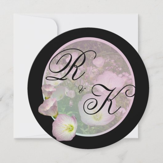 Primrose roze bloemen vetstrepen Monogram Save The Date (Voorkant)