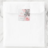 Primrose Roze Roze Bruiloft Envelope Seal Vierkante Sticker (Tas)