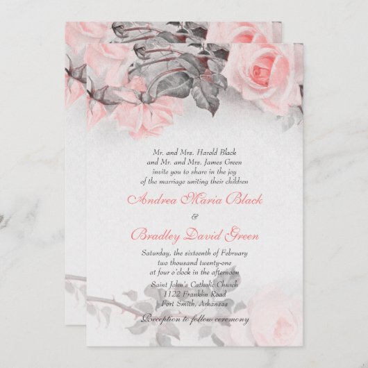  primrose roze roze weddenschap kaart (Voorkant / Achterkant)