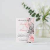  Primrose Roze Rozen Bruiloft Receptie Kaart (Staand voorkant)