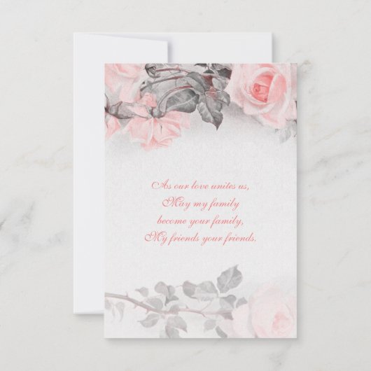  Primrose Roze Rozen Bruiloft RSVP Kaart (Achterkant)