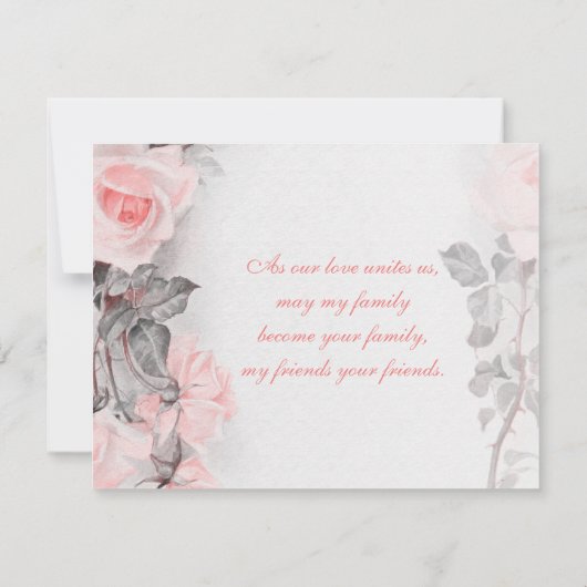 primrose roze rozen bruiloft sparen Datum Save The Date (Achterkant)