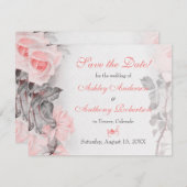 primrose roze rozen bruiloft sparen Datum Save The Date (Voorkant / Achterkant)