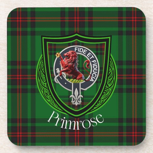 Primrose Scottish Clan Tartan & Crest Bier Onderzetter (Voorkant)