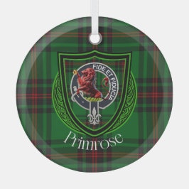 Primrose Scottish Clan Tartan & Crest Glas Ornament