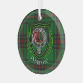 Primrose Scottish Clan Tartan & Crest Glas Ornament (Voorkant links)