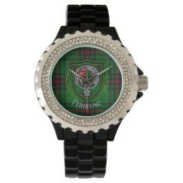 Primrose Scottish Clan Tartan & Crest Horloge