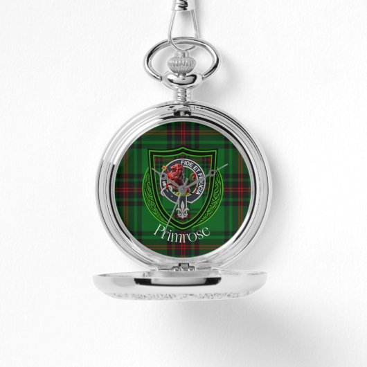 Primrose Scottish Clan Tartan & Crest Horloge (Voorkant)