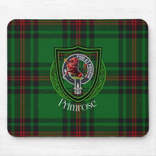 Primrose Scottish Clan Tartan & Crest Muismat (Voorkant)