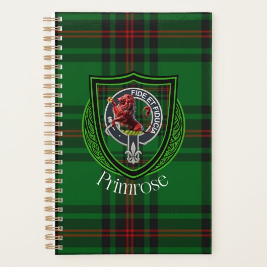 Primrose Scottish Clan Tartan & Crest Planner (Voorkant)