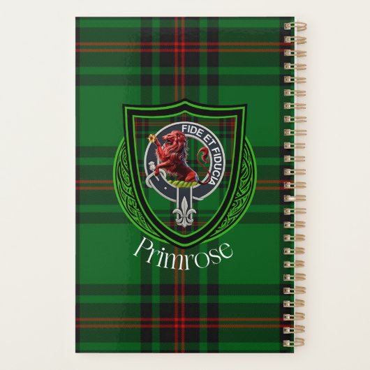 Primrose Scottish Clan Tartan & Crest Planner (Achterkant)
