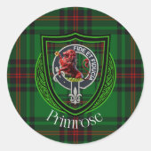 Primrose Scottish Clan Tartan & Crest Ronde Sticker (Voorkant)