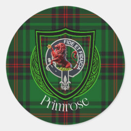 Primrose Scottish Clan Tartan & Crest Ronde Sticker