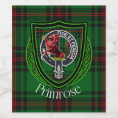 Primrose Scottish Clan Tartan & Crest Wijn Etiket (Enkel label)
