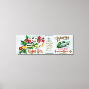 Primrose Sugar Corn LabelHoopeston, IL Canvas Afdruk