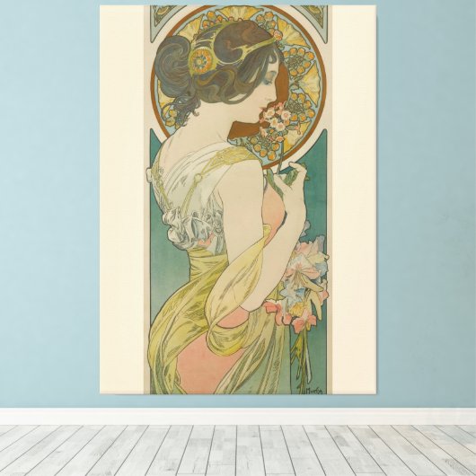 Primrose van Alphonse Mucha (1899) Canvas Afdruk (Insitu (Houten vloer))
