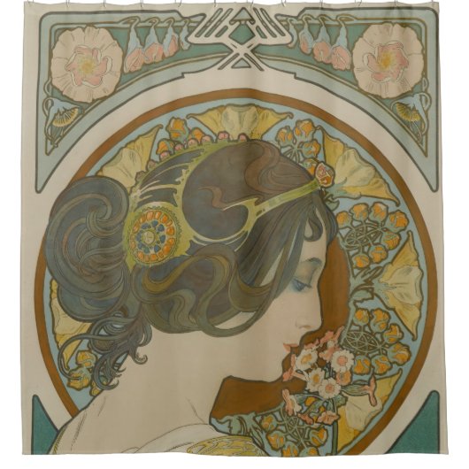 Primrose van Alphonse Mucha (1899) Douchegordijn (Voorkant)