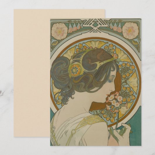 Primrose van Alphonse Mucha (1899) Feestdagenkaart (Voorkant / Achterkant)