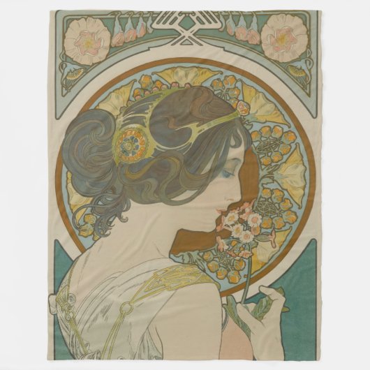 Primrose van Alphonse Mucha (1899) Fleece Deken (Voorkant)