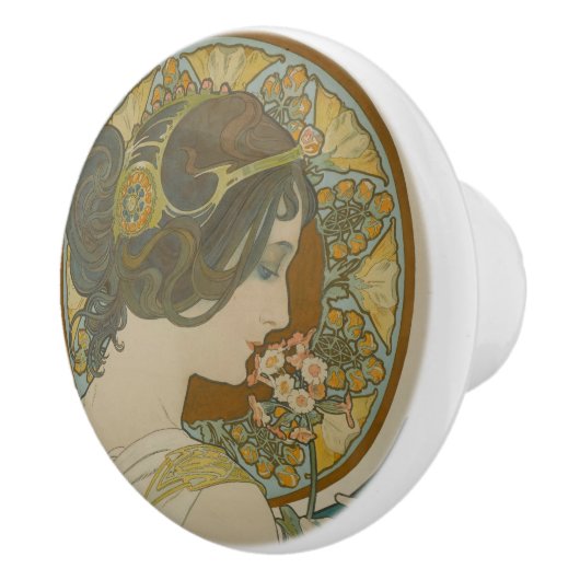 Primrose van Alphonse Mucha (1899) Keramische Knop (Rechts)