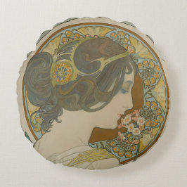 Primrose van Alphonse Mucha (1899) Rond Kussen