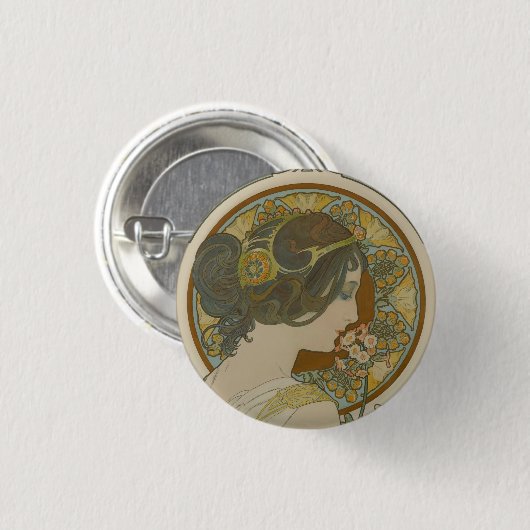 Primrose van Alphonse Mucha (1899) Ronde Button 3,2 Cm (Voorkant /achterkant)