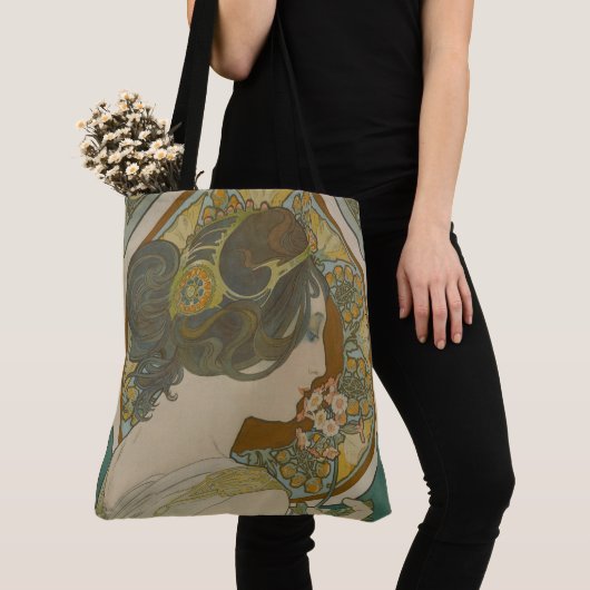 Primrose van Alphonse Mucha (1899) Tote Bag (Dichtbij)