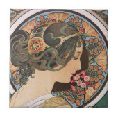 Primrose van Alphonse Mucha -  Art Nouveau Tegeltje (Voorkant)