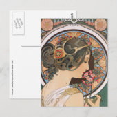 Primrose van Mucha -  Floral Art Nouveau Briefkaart (Voorkant / Achterkant)