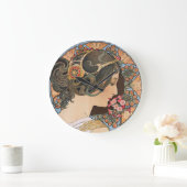 Primrose van Mucha -  Floral Art Nouveau Grote Klok (Huis)
