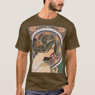 Primrose van Mucha -  Floral Art Nouveau T-shirt