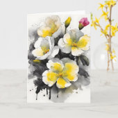 Primrose - Watercolor flowers Kaart (Gele Bloem)