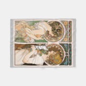 Primroses and Feather, Mucha Fleece Deken (Voorkant (Horizontaal))