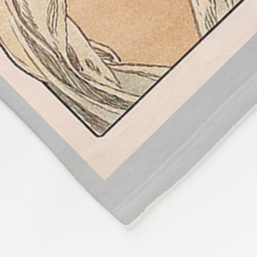 Primroses and Feather, Mucha Fleece Deken (Hoek)