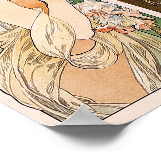 Primroses and Feather, Mucha Poster (Hoek)