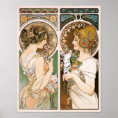 Primroses and Feather, Mucha Poster (Voorkant)