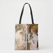Primroses and Feather, Mucha Tote Bag (Voorkant)