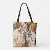 Primroses and Feather, Mucha Tote Bag (Achterkant)