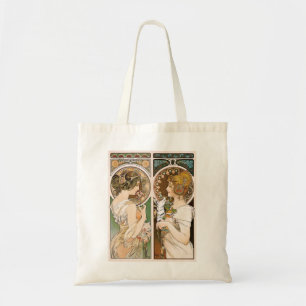 Primroses and Feather, Mucha Tote Bag
