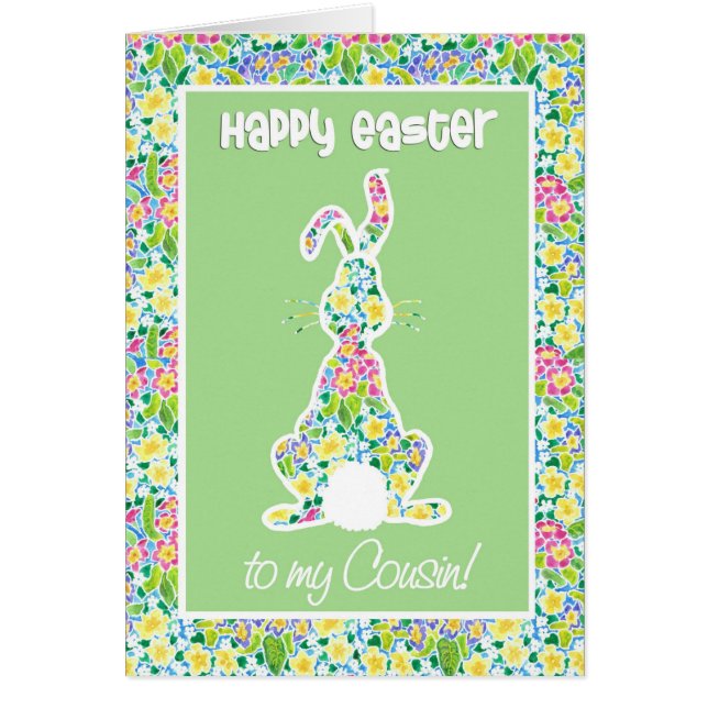 Primroses Cute Bunny Rabbit Easter for Cousin (Voorkant)