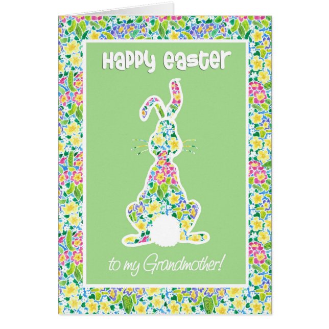 Primroses Cute Bunny Rabbit Easter for Grandmoeder (Voorkant)