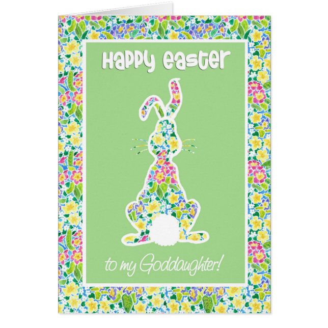 Primroses Cute Bunny Rabbit Easter, Goddaughter (Voorkant)