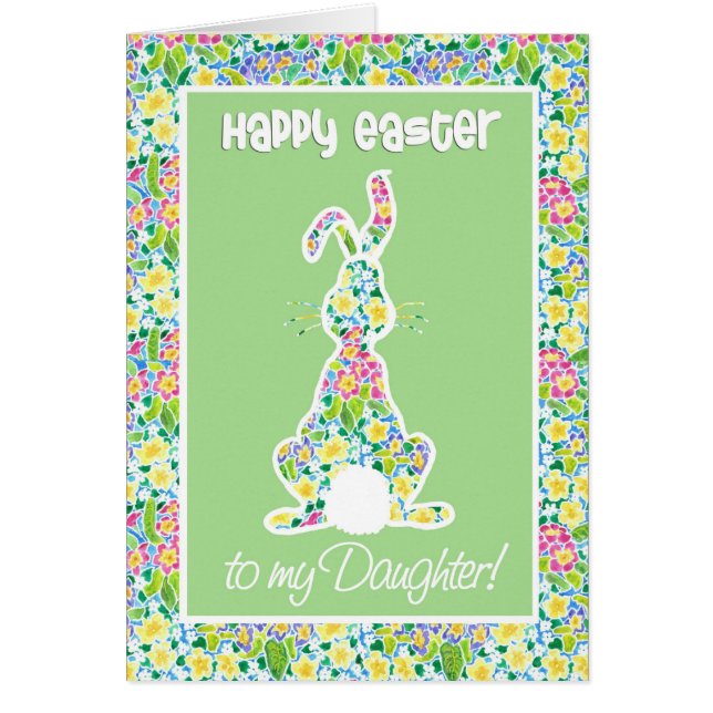 Primroses Cute Bunny Rabbit Pasen Dochter (Voorkant)