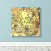 primroses en vogelnesten canvas afdruk (Insitu (Houten vloer))