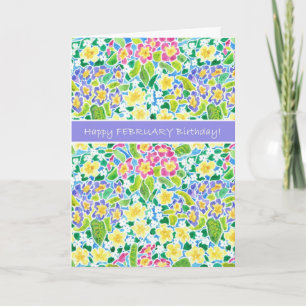 Primroses februari Verjaardag Kaart