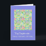 Primroses Februari Verjaardag Kaart, schoondochter Kaart<br><div class="desc">Een  februari Verjaardag Kaart voor een schoondochter,  met een patroon van dieproze,  diepblauw en geel primroses,  de februari Geboorte Maand Bloem,  van een handgeschilderd ontwerp van Judy Adamson.</div>