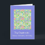 Primroses Februari Verjaardag Kaart, schoondochter Kaart<br><div class="desc">Een  februari Verjaardag Kaart voor een schoondochter,  met een patroon van dieproze,  diepblauw en geel primroses,  de februari Geboorte Maand Bloem,  van een handgeschilderd ontwerp van Judy Adamson.</div>